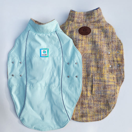 KIDCORE Mint Mocha Vest - Comparison of Waterproof Mint and Plaid Wool Sides