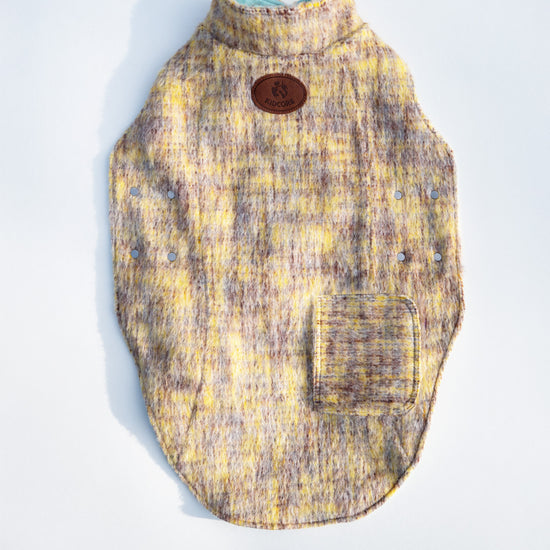 KIDCORE Japanese Alpaca Wool Vest - Mustard Yellow and Plaid Back View