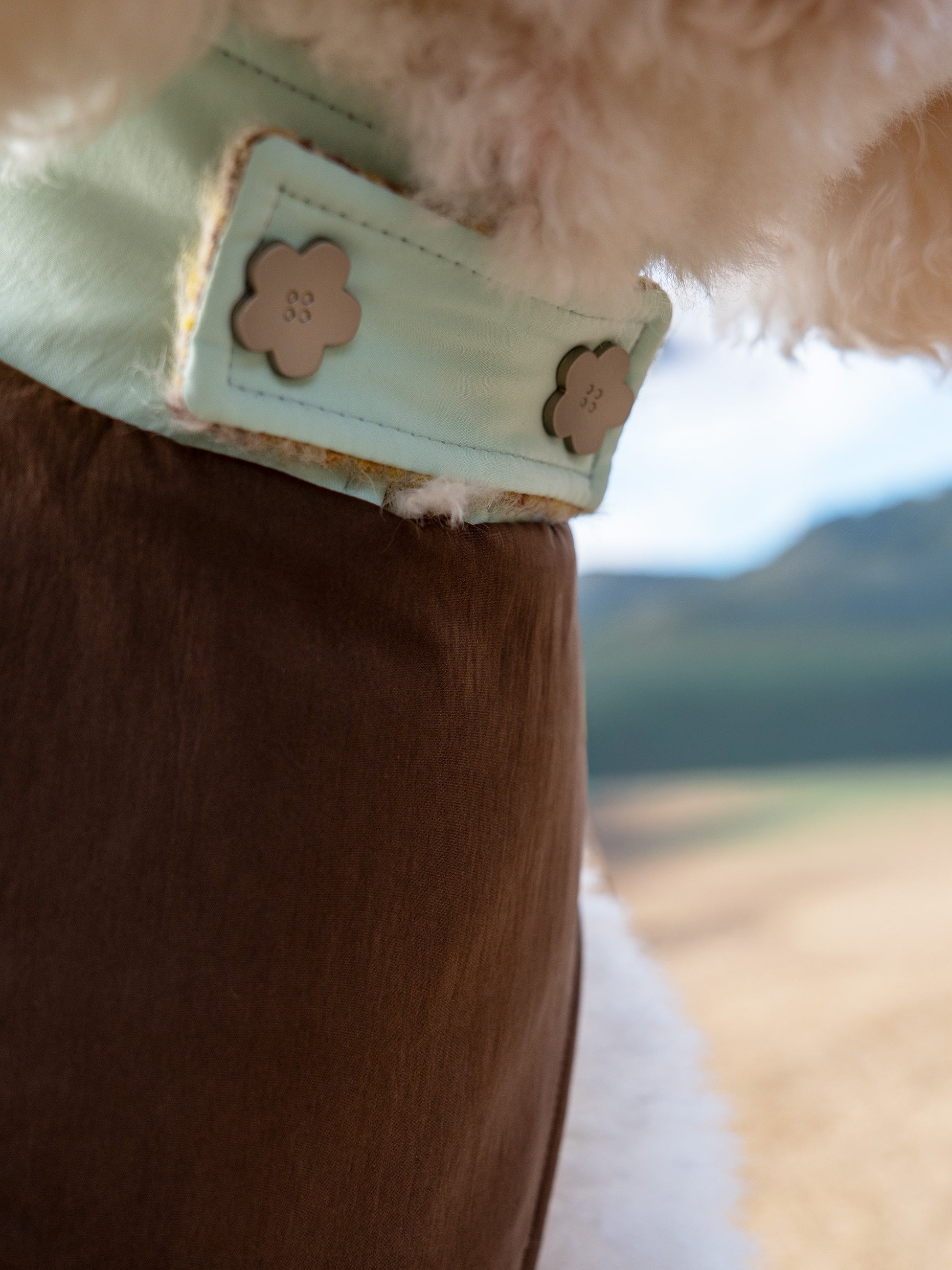 領口花朵釦特寫 (薄荷面)